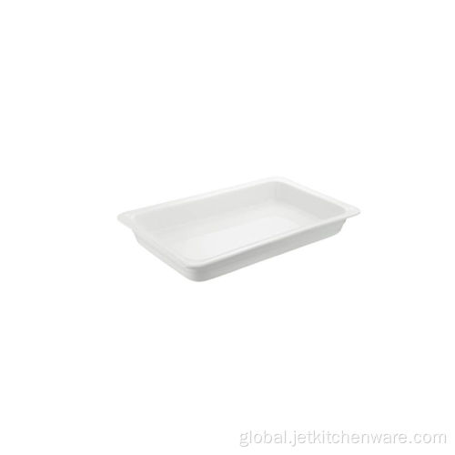 Buffet Food Ceramic Gn Pan Rectangular Bright White Porcelain Food Pans Manufactory